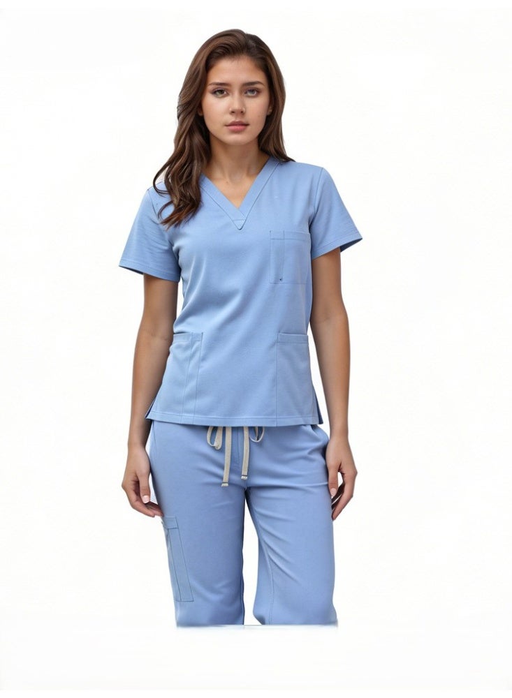 Women's Elastic Doctor Nurse Surgical Gown Work Clothes - Image 1